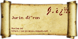 Jurin Áron névjegykártya